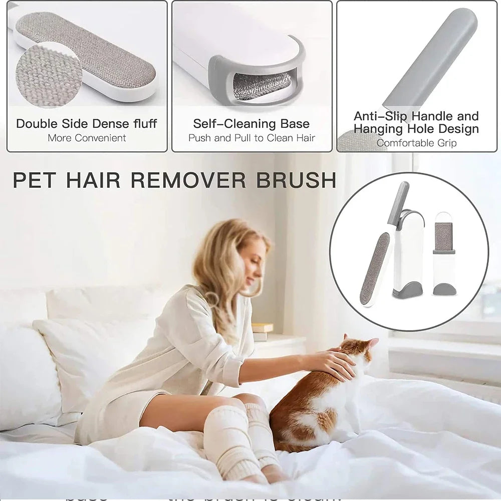 Brush with Self-Cleaning Base Set Pet Hair Remover Brush Portable Dog & Cat Hair Remover Clothes Sofa Car Seat Cleaning Hot comb