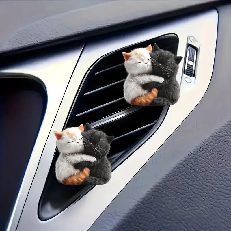 Cute cuddle cat perfume diffuser, car air freshener clip, car air conditioning vent decorate the car interior