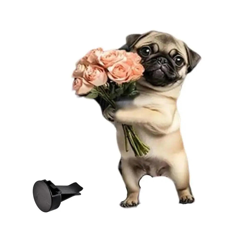 Cute Pug Acrylic Car Air Vent Fragrance Weightlifting Dog For Car Vent Aromatherapy Perfume Diffuser Fashion Interior Decor