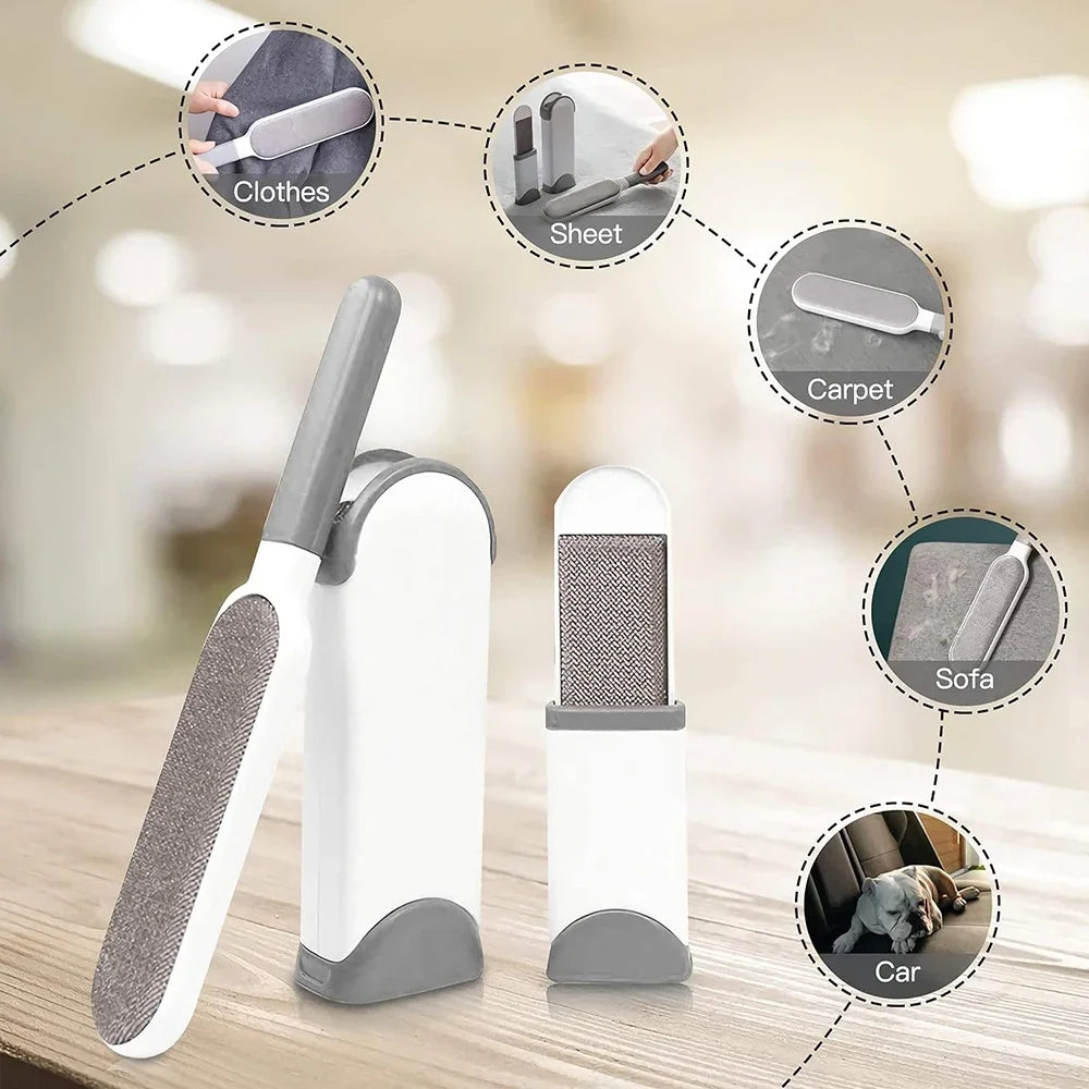 Brush with Self-Cleaning Base Set Pet Hair Remover Brush Portable Dog & Cat Hair Remover Clothes Sofa Car Seat Cleaning Hot comb