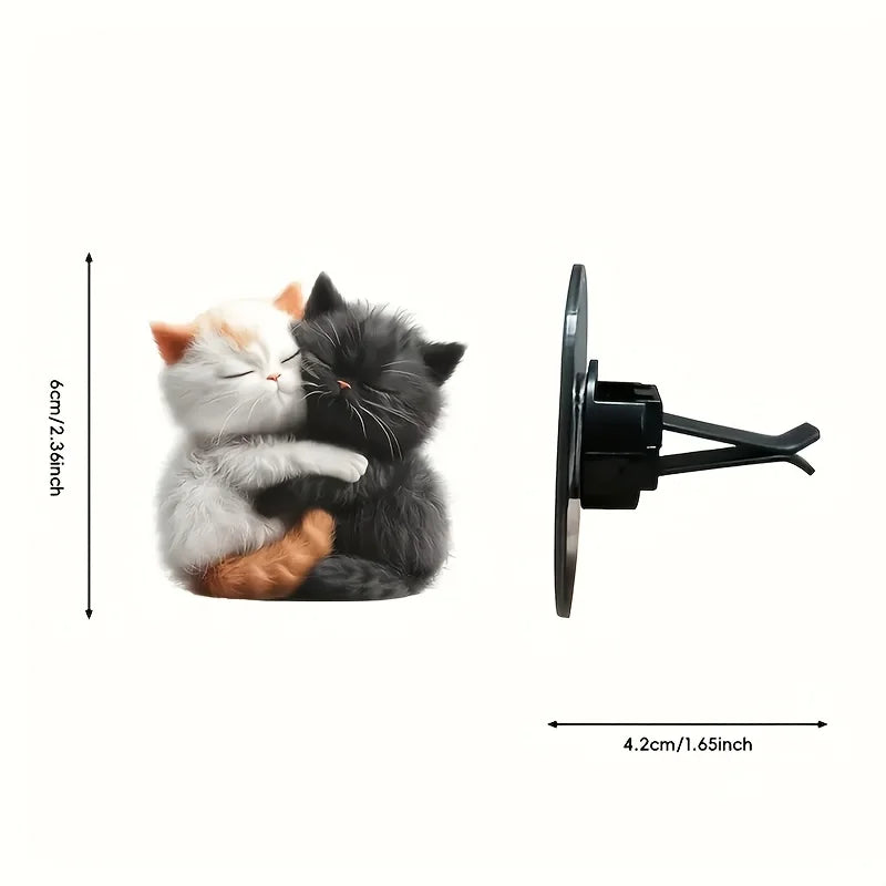Cute cuddle cat perfume diffuser, car air freshener clip, car air conditioning vent decorate the car interior