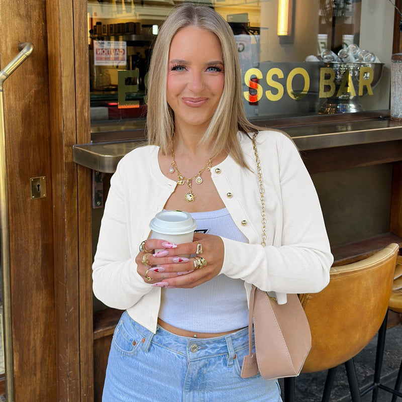 Women's Solid Color Slim Fit Long Sleeves Top