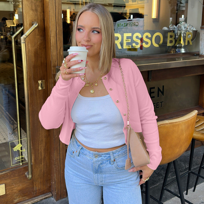 Women's Solid Color Slim Fit Long Sleeves Top