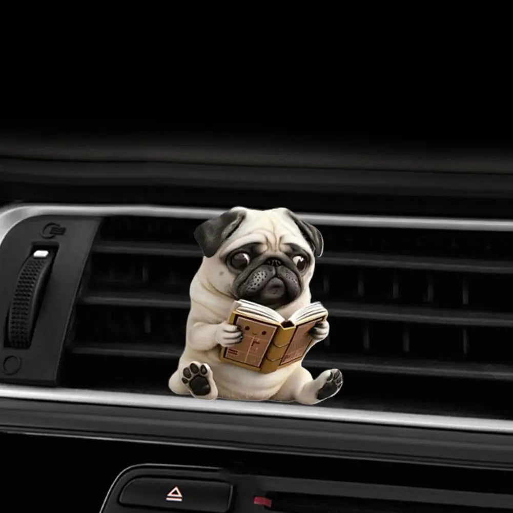 Cute Pug Acrylic Car Air Vent Fragrance Weightlifting Dog For Car Vent Aromatherapy Perfume Diffuser Fashion Interior Decor