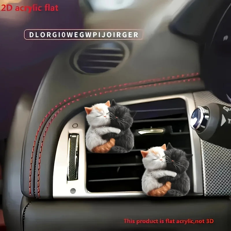 Cute cuddle cat perfume diffuser, car air freshener clip, car air conditioning vent decorate the car interior