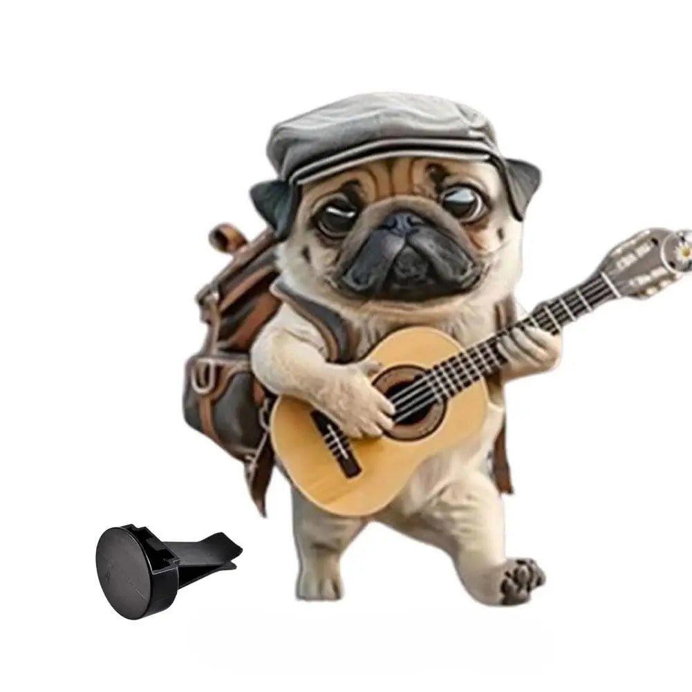 Cute Pug Acrylic Car Air Vent Fragrance Weightlifting Dog For Car Vent Aromatherapy Perfume Diffuser Fashion Interior Decor