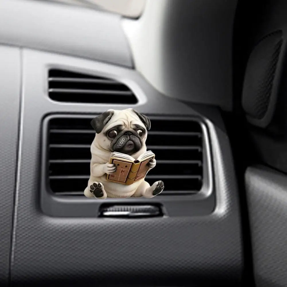 Cute Pug Acrylic Car Air Vent Fragrance Weightlifting Dog For Car Vent Aromatherapy Perfume Diffuser Fashion Interior Decor