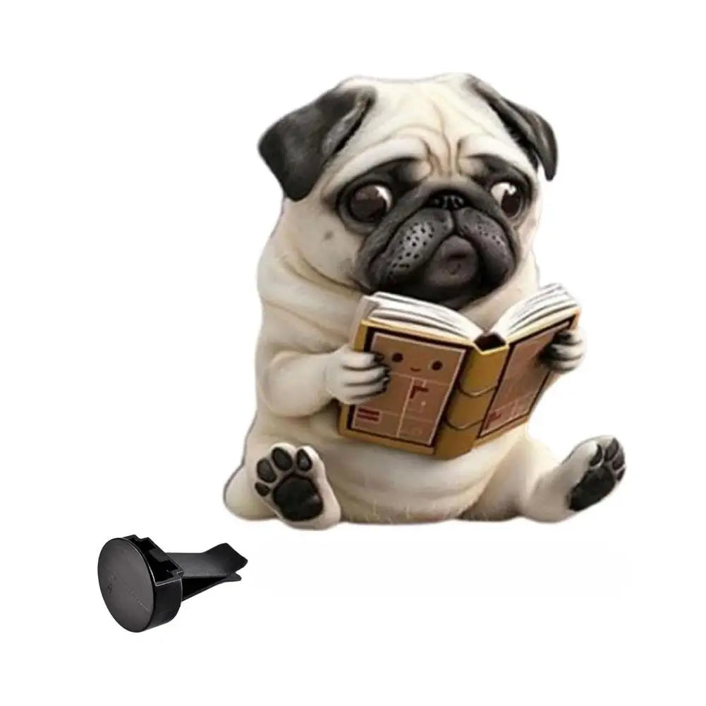Cute Pug Acrylic Car Air Vent Fragrance Weightlifting Dog For Car Vent Aromatherapy Perfume Diffuser Fashion Interior Decor