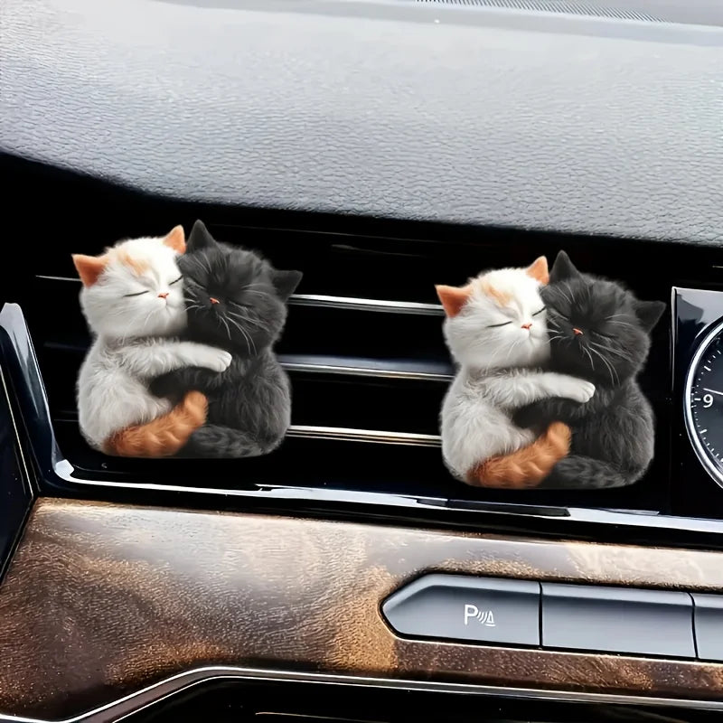 Cute cuddle cat perfume diffuser, car air freshener clip, car air conditioning vent decorate the car interior