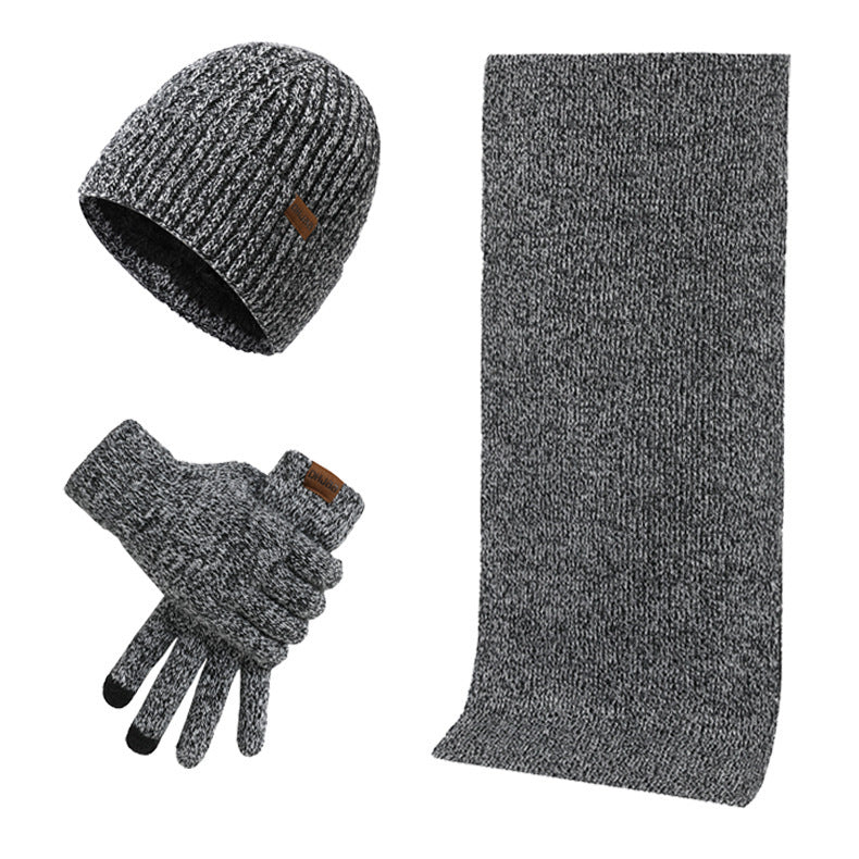 Thermal Knitting Hat Scarf And Gloves Three-piece Set