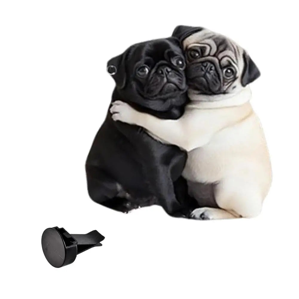 Cute Pug Acrylic Car Air Vent Fragrance Weightlifting Dog For Car Vent Aromatherapy Perfume Diffuser Fashion Interior Decor